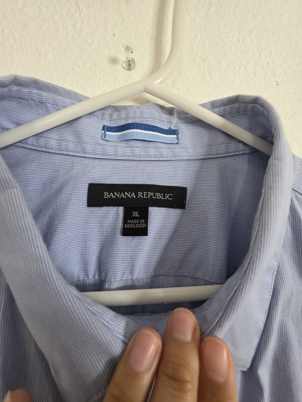 Banana Republic Mens XL Blue Striped Short Sleeve Button Down Shirt Pocket - Picture 2 of 11